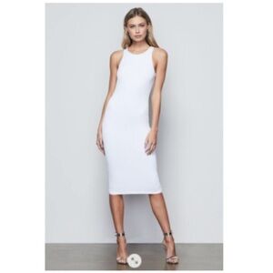 Good American The Body Sculpted Midi Micro Rib Dress - White001 - Small